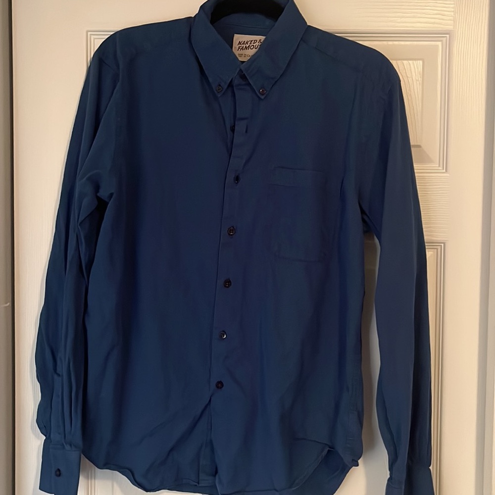 Naked & Famous Navy Blue Casual Button down